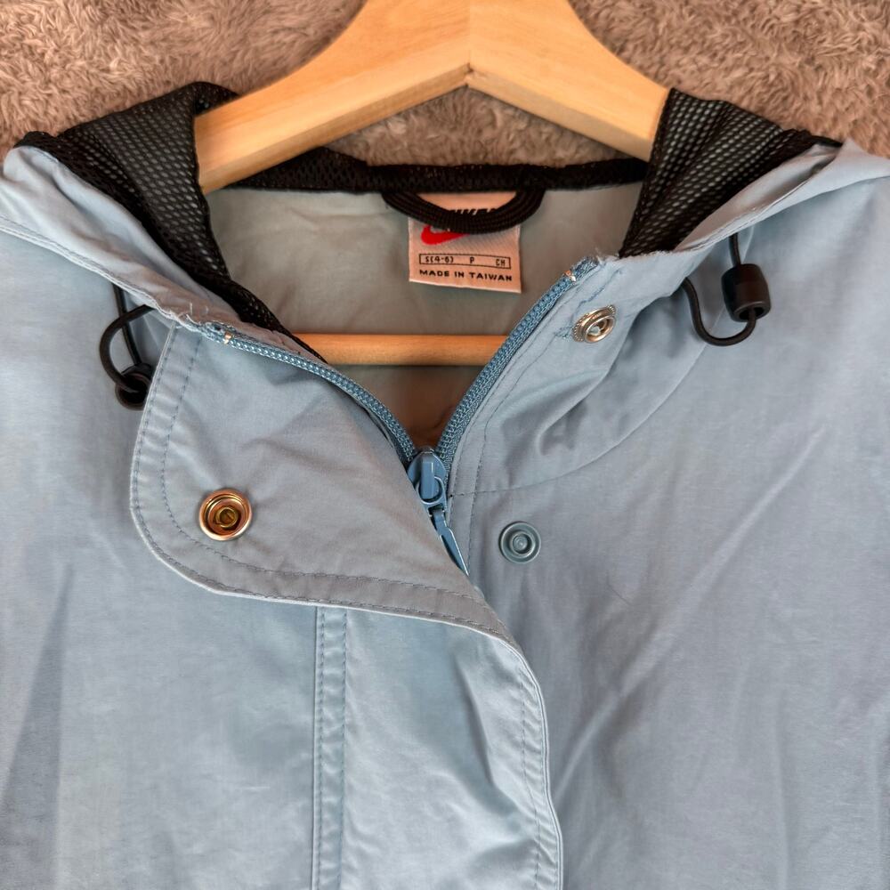 Vintage 90s Y2K Nike Blue Anorak 1/2 Zip Snap Windbreaker Jacket Swoosh S 4-6 - Picture 4 of 12